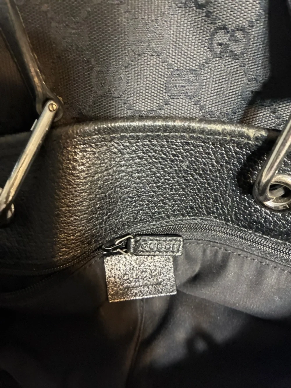 Gucci Black GG Canvas Tote with Silver Hardware - Picture 3 of 5